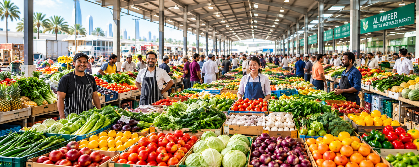 Home Fresh fruits and vegetables at a UAE wholesale market